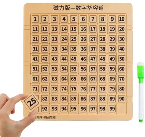 Slide Puzzle - Pp 25.5 * 24.8 * 1cm | Number Sliding Puzzle | 1-99 Number Magnetic Educational Counting Toy | Doodle Board With Pen For Girl Teens Travel Learning Holiday Boys