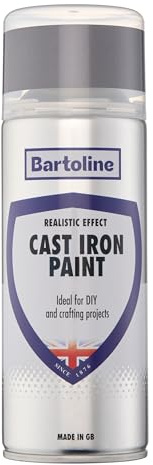 Bartoline Cast Iron Effect Spray Paint 400ml – Realistic Metal Finish Quick Dry Aerosol for Wood, Metal, Plastic & Ceramic, Durable UV Weather Resistant Decorative Paint