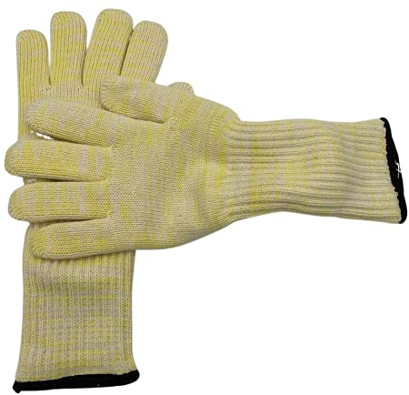 2 Stück Hitzeschutz-Handschuh, Handschuh, Hitzeschutz für Grill, Kamin, Ofen Backofen bis 250° Stulpe lang