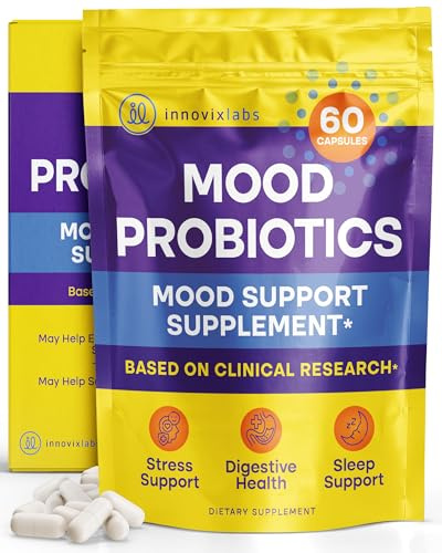 InnovixLabs Mood Probiotic for Women & Men, Clinically Studied Digestive & Mood Support Supplement, Lactobacillus helveticus Rosell-52ND & Bifidobacterium longum Rosell-175, 60 Capsules