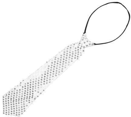 TrendandStylez Glitzer Krawatte Silber, Pailletten, Schlips, für Karneval, Halloween, Fasching