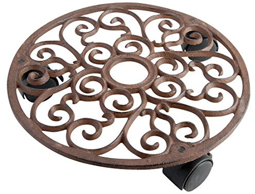 Dehner Blumentopf-Rolluntersetzer nostalgisch, Ø 29 cm, Gusseisen, edelrostfarben