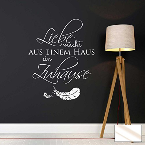 Wandtattoo Wandaufkleber Wandsticker Aufkleber Sticker Spruch Liebe macht aus einem Haus ein Zuhause M1972 ausgewählte Farbe: *milchglas* ausgewählte Größe: *XL - 80cm breit x 100cm hoch*
