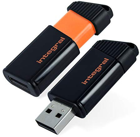 Integral - Clé 32 Go Pulse USB 2.0 - Protection intégrée Ouverture/Fermeture Slide - Orange Fluo