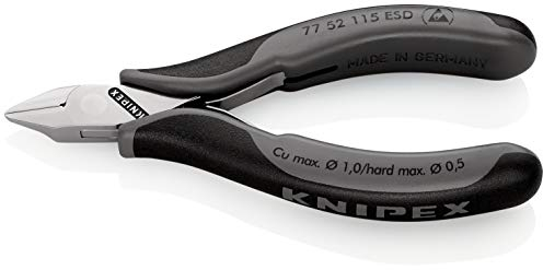 KNIPEX Elektronik-Seitenschneider ESD mit durchgestecktem Gelenk mit Mehrkomponenten-Hüllen 115 mm, 77 52 115 ESD