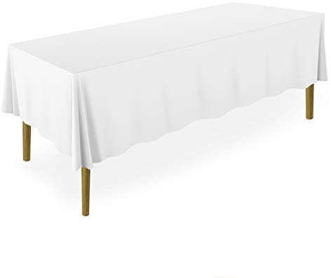 Lann's Linens - 60 x 102 Premium Tablecloth for Wedding/Banquet/Restaurant - Rectangular Polyester Fabric Table Cloth - White