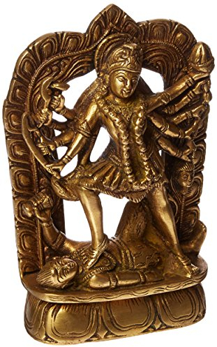 GangesIndia Ma Kali Statue Göttin Kali Messing Figur 2384 (17,1 cm H x 11,4 cm W x 3,8 cm D) Gold