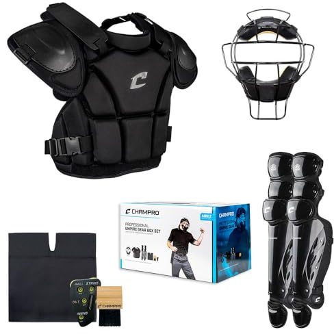 CHAMPRO Varsity Umpire Kit: Professional Grade Baseball/Softball Umpire Gear Box Set - Everything Included,Black