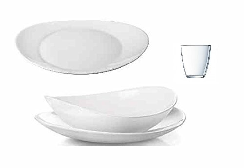 OFFERTA SERVIZIO PIATTI CON BICCHIERI PROMETEO BIANCO BORMIOLI X 6 PERSONE 24 PEZZI