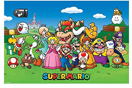 Pyramid International Super Mario Characters Poster Personajes, Madera, Multicolor, 91.5x61x0.02 cm