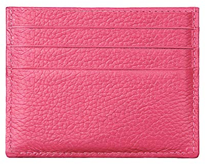Hibate Rosé-Rouge Cuir Mini Porte Carte de Crédit Pochette Portefeuille RFID Blocage pour Femme Card Case