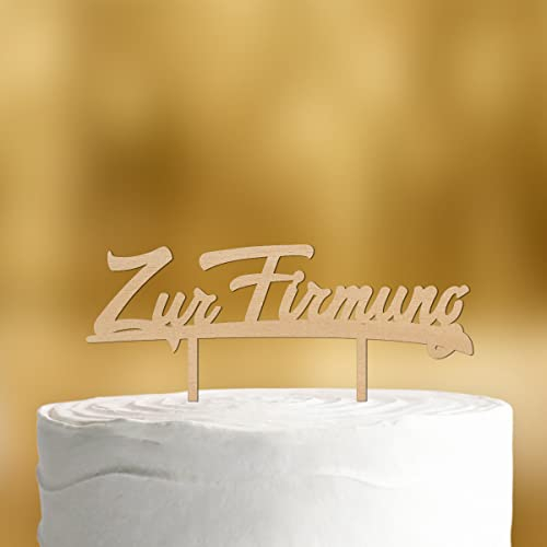 Cake Topper Zur Firmung [in Schreibschrift] - Holz 4mm - für die Firmungstorte - Tortenaufleger Firmung Tortenaufleger Jugendweihe deko Tortendeko Firmungsdeko Jugendweihe Mädchen
