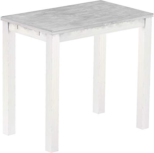 Hochtisch Rio Classico 120x73 cm Beton Weiß Bartisch Holz Tisch Pinie Massivholz Stehtisch Bistrotisch Tresen Bar Thekentisch Echtholz Größe und Farbe wählbar Brasilmöbel