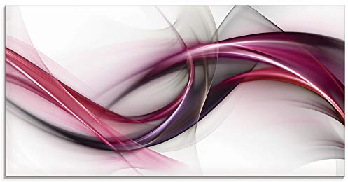 ARTLAND Spritzschutz Küchenrückwand Küche Herd Glas mit Motiv 100x50 cm Design Rückwand Bad Modern Abstrakt Muster Streifen Kunst Rot S8UL