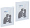 Relaxdays Bilderrahmen 2er Set, 15x20 cm, Passepartout 10x15 cm, Glasscheibe, Fotorahmen zum Stellen & Hinhängen, weiß