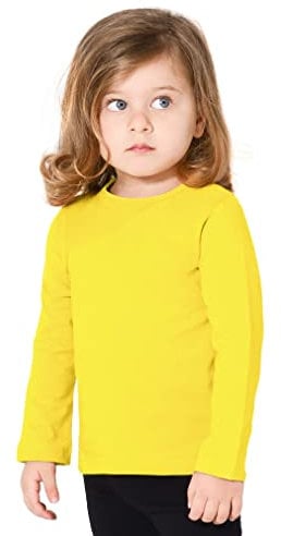 Lilax Girls' Basic Long Sleeve Round Neck Cotton T-Shirt 2T Yellow