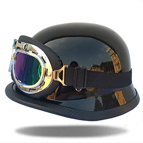 Casco Moto Vintage Aperto Adulto, ECE Certificazione Casco Jet Moto Scooter Classic Jet Aperto Caschi,Scooter Caschi Scodella Motorino Portatile Mezzo Casco B,S