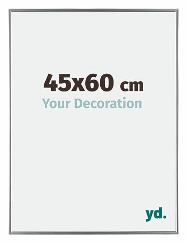 Your Decoration - Bilderrahmen 45x60 cm - Silber Hochglanz - Bilderrahmen aus Kunststoff mit Acrylglas - Antireflex - 45x60 Rahmen - Evry