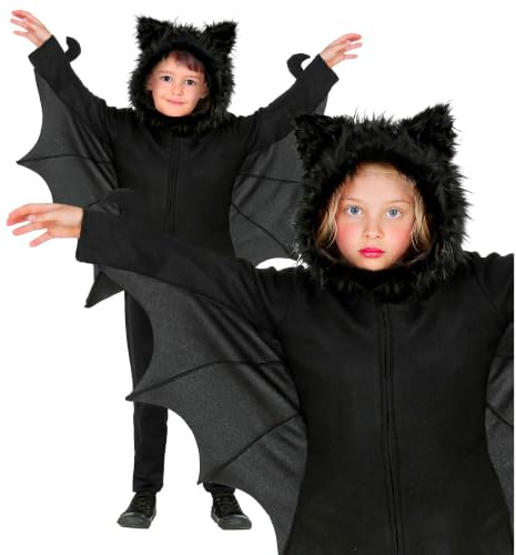 W WIDMANN MILANO Party Fashion - Fledermaus Kostüm Kinder | Jacke mit Kapuze, Tierkostüm für Halloween, Karneval und Mottoparty