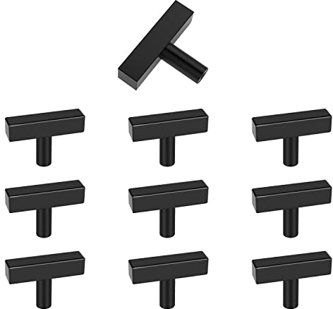 Drenky Möbelknöpfe Schwarz, 10 Stück Schrankknöpfe Edelstahl mit Schraube Vintage Schrankgriffe für Schublade, Kommode, Möbel, Küche, Heimdekoration