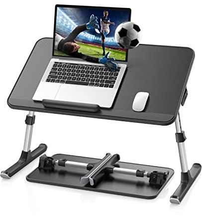 Lap Desk, SAIJI Bed Table, Thick Stable Feet, Height and Angle Adjustable, Enough Mouse Space, up to 17'' Laptop, for Homeoffice, Breakfast, Study (Black, 52 * 30cm)