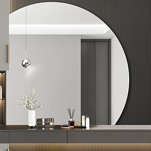 WJWA Specchio da Parete Decorativo Grande Specchio Rotondo 80 Cm Specchio da Muro Senza Cornice per Bagno, Ingresso, Soggiorno (Color : Lower Left)