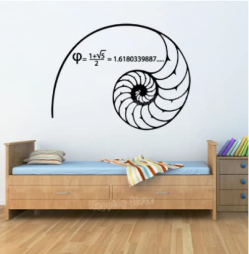 Science-Mathematics Wall Decals Fibonacci-Spirale Goldener Schnitt 1,618... Mathe-Aufkleber, Vinyl, Kunst, Schlafzimmer, Klassenzimmer, Wanddekoration, 42 x 32 cm