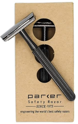 Parker Safety Razor, Model 78R 3-Piece Closed Comb Safety Razor with 5 Parker Platinum Blades Included (Graphite/Gun Metal)