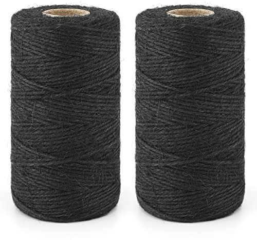 KINGLAKE 200m Black String Twine, 2mm Jute Garden Twine Craft String for Crafts, Gift wrapping,Gardening,Packing,Christmas Decoration