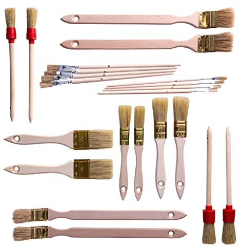 ToolSpace Lot de 22 Pinceau 14 x Pinceaux Plats 4 x Rond 4 x Radiateur avec Poil Naturel - Brosse pour Peinture Acrylique Vernis - Queue de Morue pour Travaux Émaux Teinture Bricolage - Coude