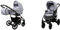 BabyLux Largo 2-in-1 Baby Kinderwagen Tief und Kinderwagen mit Zubehör Verstellbar und faltbar Aluminiumkonstruktion Wasserdicht Nicht abnehmbare Räder Silver Hearts Black Frame