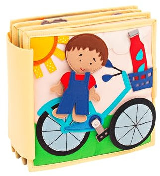 Jolly Designs – Mein erstes Fahrrad - 6 Seiten Quiet Book – Montessori Spielzeug ab 18 Monaten – Motorik & Sensorik fördern – Handgefertigtes Filzbuch – Lernspielzeug für Kleinkinder – Busy Book