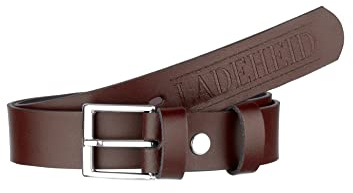 Ladeheid Kinder Gürtel Ledergürtel Mode Accessoire für Kinder Jungen Gürtel mit Schnalle 2,5 cm Breit K1D5 (Braun/Logo-2, 60 cm (Gesamtlänge 79 cm))