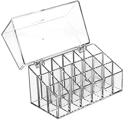 Astuccio porta rossetto con coperchio ribaltabile Decorazione slot per comò Supporto da appoggio Organizer per trucco trasparente Organizzatore