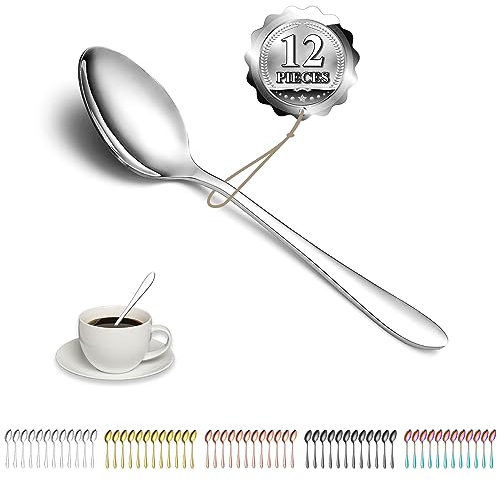 Kyraton Cuillères à Café 12 pièces, 14cm Acier Inoxydable Shiny Polished Cuillère à Dessert, Petites Mini Cuillère à Café, Cuillère d’Argenterie