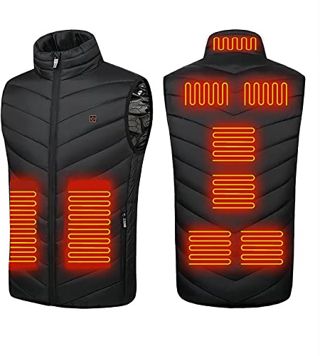 Monave Heated Gilet Women, Heated Vest with 9 Carbon Fiber Heating Pads, 3 Temperature Levels, Heated Jacket for Motorcycle Fishing Skiing Outdoor Activities Black