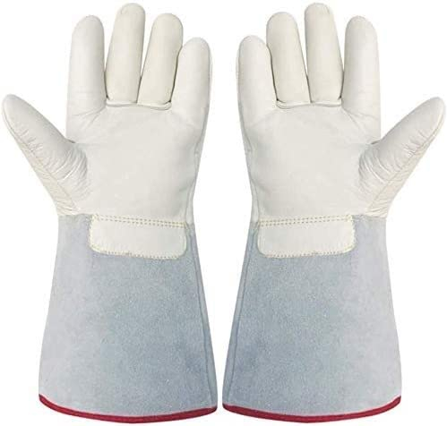 Strapazierfähige Gartenhandschuhe, Arbeitshandschuhe, Schweißhandschuhe, hitze- und feuerfeste Handschuhe, Gartenhandschuhe, Handschuhe for die Kühllagerung, Trockeneis – Gefrierhandschuhe, 36 cm