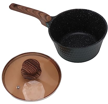 Pentola per Bollire Il Latte, Pietra Maifan da 18 Cm Antiaderente con Coperchio in Vetro Temperato Pentola per Il Latte Pentola Universale per Fornelli a Gas a Induzione