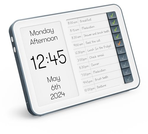 Relish Day Hub - Dementia Clock with Daily Task Manager, HD Large Screen Digital Calendar Clock for Seniors and People with Memory Loss, with Large Number, Day, Date and Time