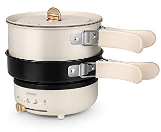 LaMaMe Fornello Elettrico Multifunzione con Manico Pieghevole Mini fornello a induzione da Viaggio Portatile Pentola Divisa