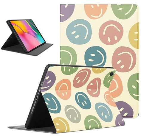 Foonary Funda para Samsung Galaxy Tab A 10,1 2019, Ultra Slim PU Cuero Flip Carcasa con Función Soporte Suave TPU Plegable Folio Antichoque Cover Case para Tab A 2019 SM-T510/SM-T515, Lindo Smile 1