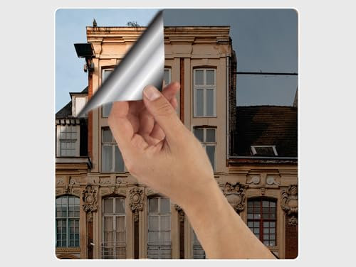 vgoltd Mirror Window Film Reflective One Way Privacy Film Self Adhesive Heat Control UV Anti Glare Sun Blocker Window Film for Home & Office (90cm x 5m)