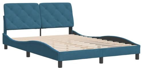 vidaXL Bettgestell, Bett ohne Matratze, Bettrahmen mit Lattenrost für Schlafzimmer, Schlafzimmerbett DoppelBettgestell Blau 140x200cm Samt