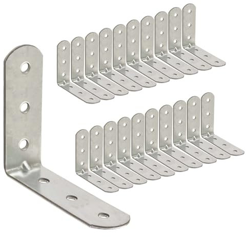 OMIDEAS 20 x Angle Bracket (40 x 40 x 16) 90 Degree L Shape Corner Brace Plate Wood Metal Connecting Fixing Joining Repair Support Galvanised Connector