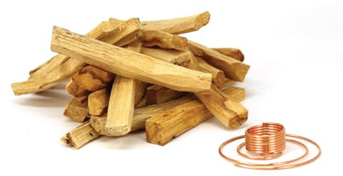 NIRDOSH - Kit Palo Santo PALITO - 25 Palo Santo Holzstäbe aus Ecuador + Kupferpfahlhalter - Palosanto Holz Original und Biologische Räucherstäbchen Bursera Graveolens