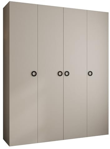 MEBLE KRYSPOL Como 1 Schrank mit 4 Türen - Kleiderschrank - Garderobe - Aufbewahrungsschrank für Schlafzimmer, Jugendzimmer, Kinderzimmer - 245,5x200x50cm - Kaschmir, Schwarz