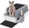 TAIKURA Caja de Arena para Gatos de Acero Inoxidable Antiolores 60x40,6x30,45 CM con Tapa Hermética Extra Grande 10L Bandeja con Bordes Altos, Duradera y Fácil de Limpiar