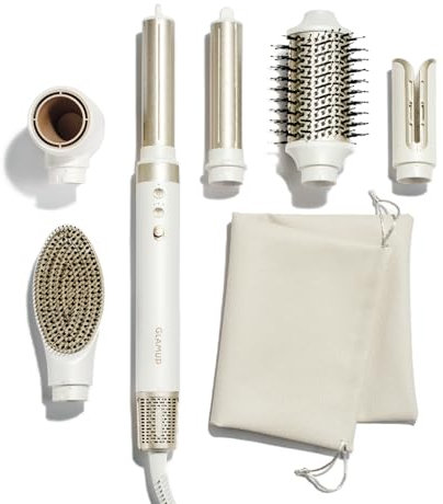 GLAMUP® 6 in 1 Hot Air Styler, Upgraded Long Barrel, Tight Grip, Powerful High Speed Dryer, Volumizer, Blow Dryer Brush, Curling Volumizing Hair Styler Gift Set with Travel Bag