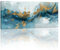 FajerminArt Cadre en Bois Grande Impression Sur Toile Abstrait Bleu Grey et Or Image Sur Toile Peintures Sur Toile Moderne Mural Tableau Decoration Murale Salon Chambre prêt à accrocher 50x120 cm