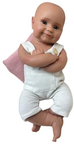 Oppaionaho 20 Realistic Full Silicone Reborn Baby Doll Figures 50CM African Newborn Girl Fake Baby Washable Xmas Gift Tan